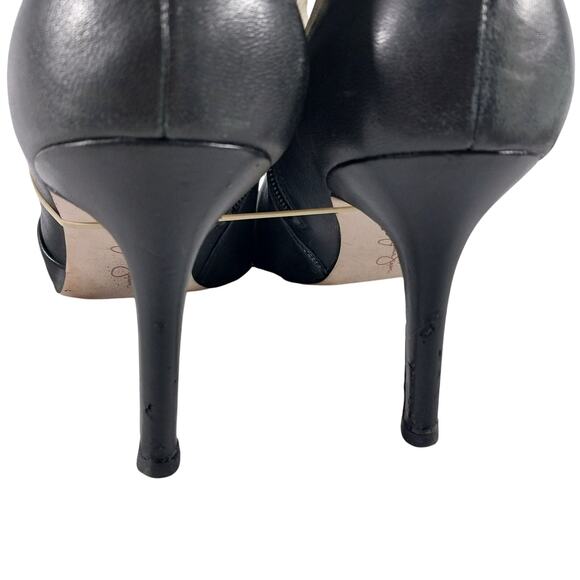 JESSICA SIMPSON! BLACK GENUINE LEATHER CRISS CROSS DEEP V FRONT BOOTS! SZ 9M - Picture 9 of 11